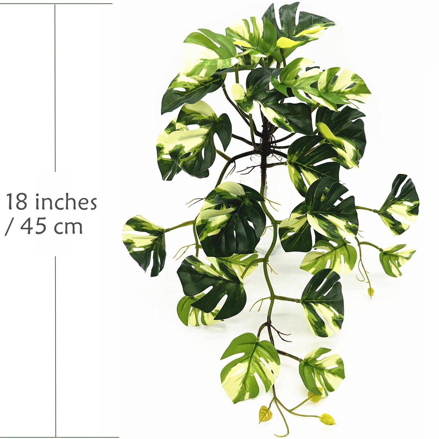 Fake Plants Hanging Small Faux Potted Ivy Vine Artificial Monstera Mini Faux Tropical Plants Greenery for Bathroom Office Table Pot Indoor Outdoor Decor Windowsill Shelf DIY Decoration - White 2 Pack