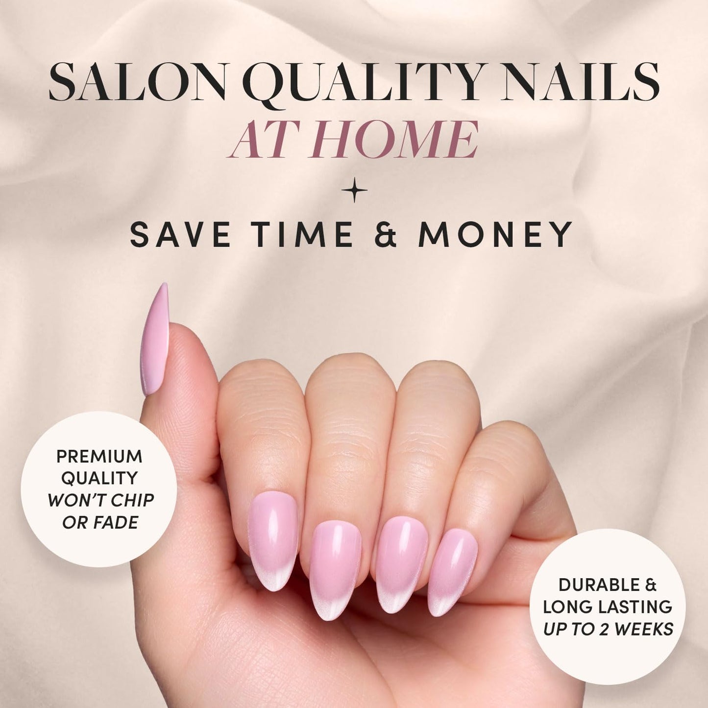 Glamnetic Press-On Nails - Lovers Blush | Pink Short Almond Fake Nails with Glossy Velvet Finish | 15 Sizes - 30 Nail Kit with Glue & Nail Tabs