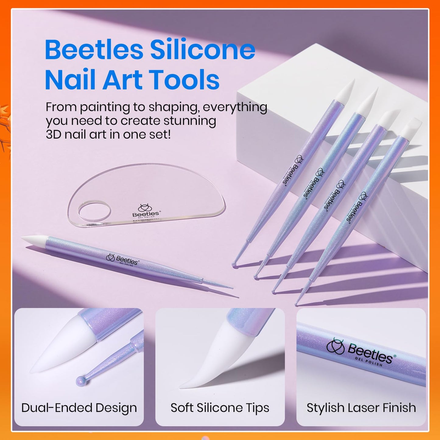 Beetles 31pcs Nail Art Brushes & 5PCS Nail Art Dotting Tools Nail Art Sculpture Pen, Dual-Head Resin Na