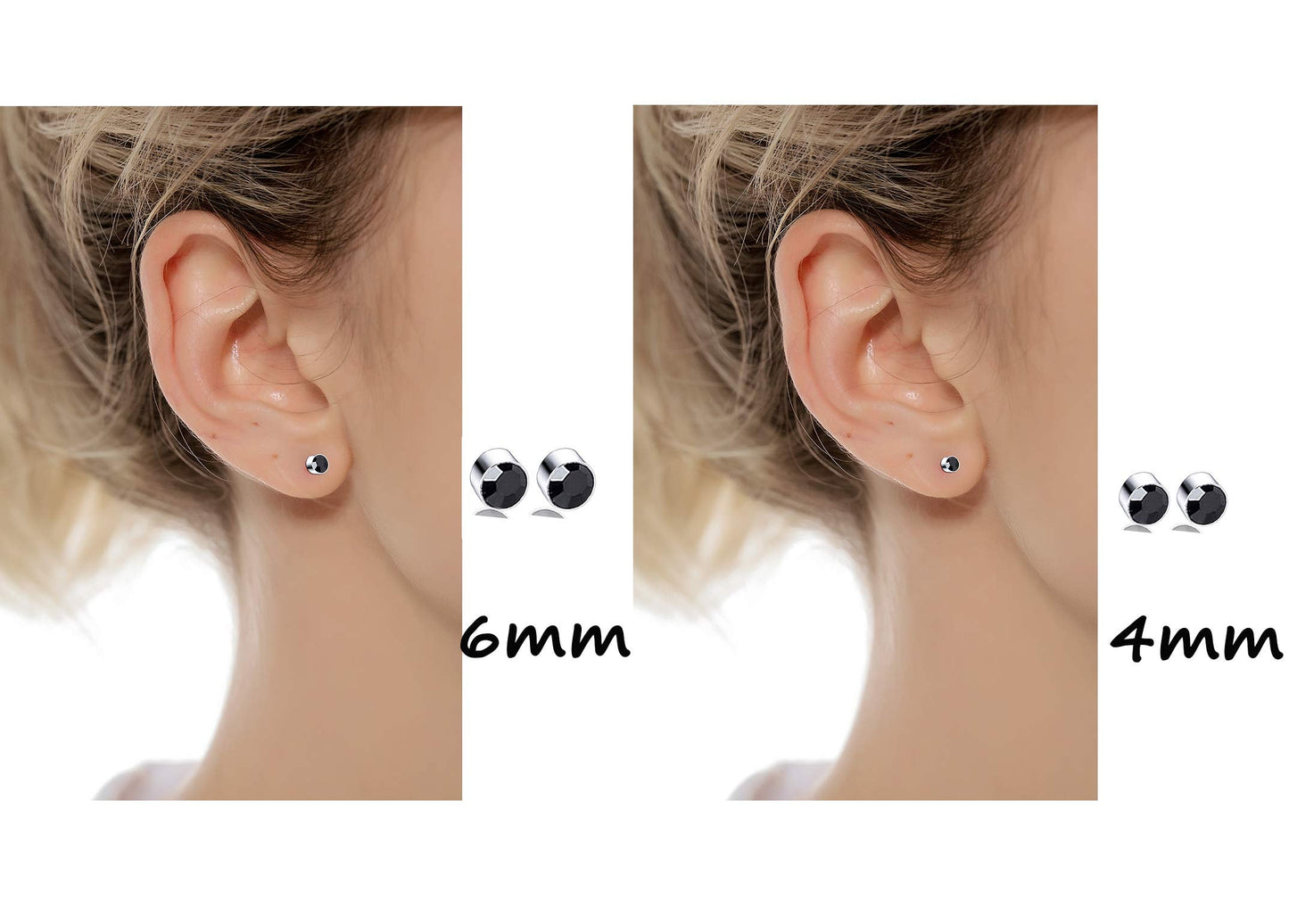 Tornito 24 Pairs Magnetic Stud Earrings Multi Color Cubic Zirconia Clip on Non Piercing Earrings Set for Women Men 4MM