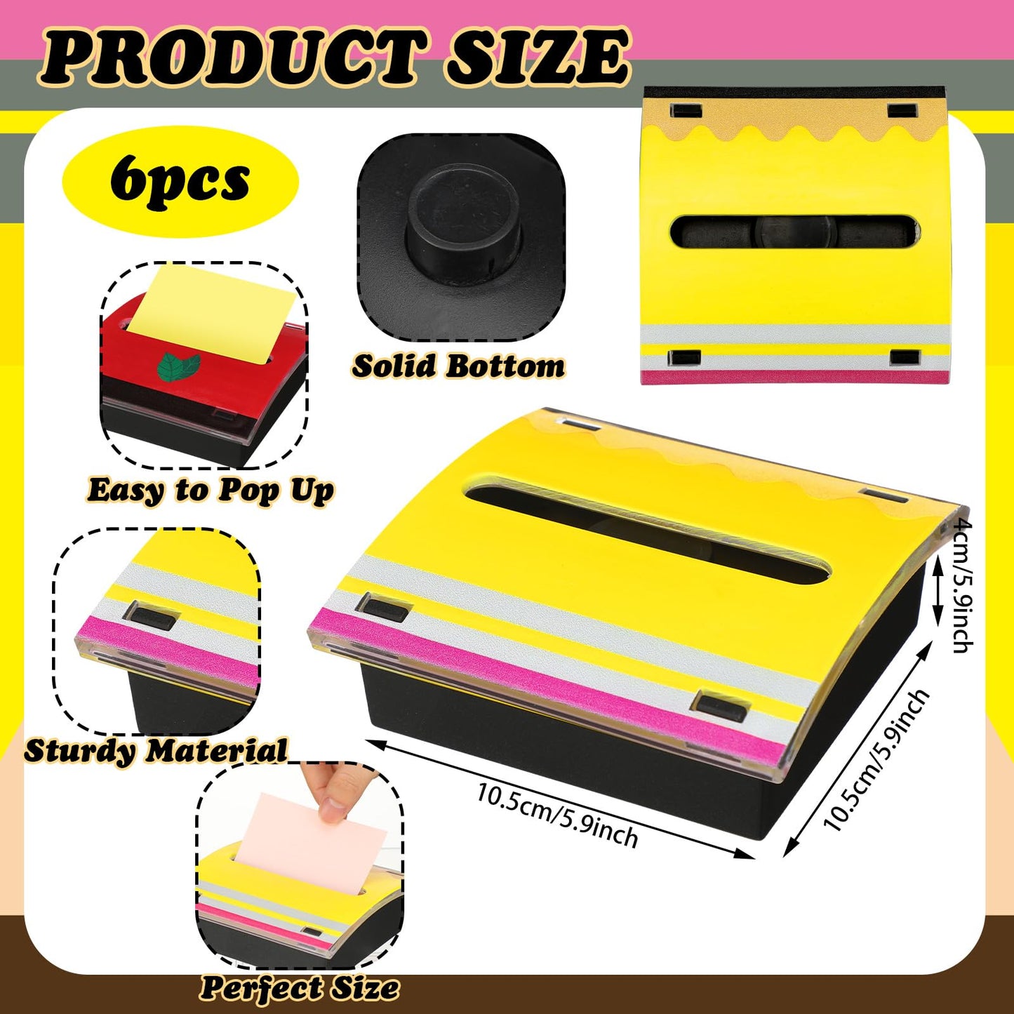 Eaasty 6 Pcs Teacher Appreciation Gifts Pencil Crayon Pop up Sticky Note Dispenser Composition Notebook Apple Sticky Note Holder Classroom School Decor Organizes Accessories for Teacher Office Desk