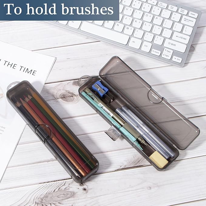 Toothbrush Travel Case 2 Pack, Clear Black Toothbrush Case Holder Travel Size Plastic Toothbrush Holder Toothpaste Storage Container Portable for Traveling, 7.87 x 1.85 x 1.18”