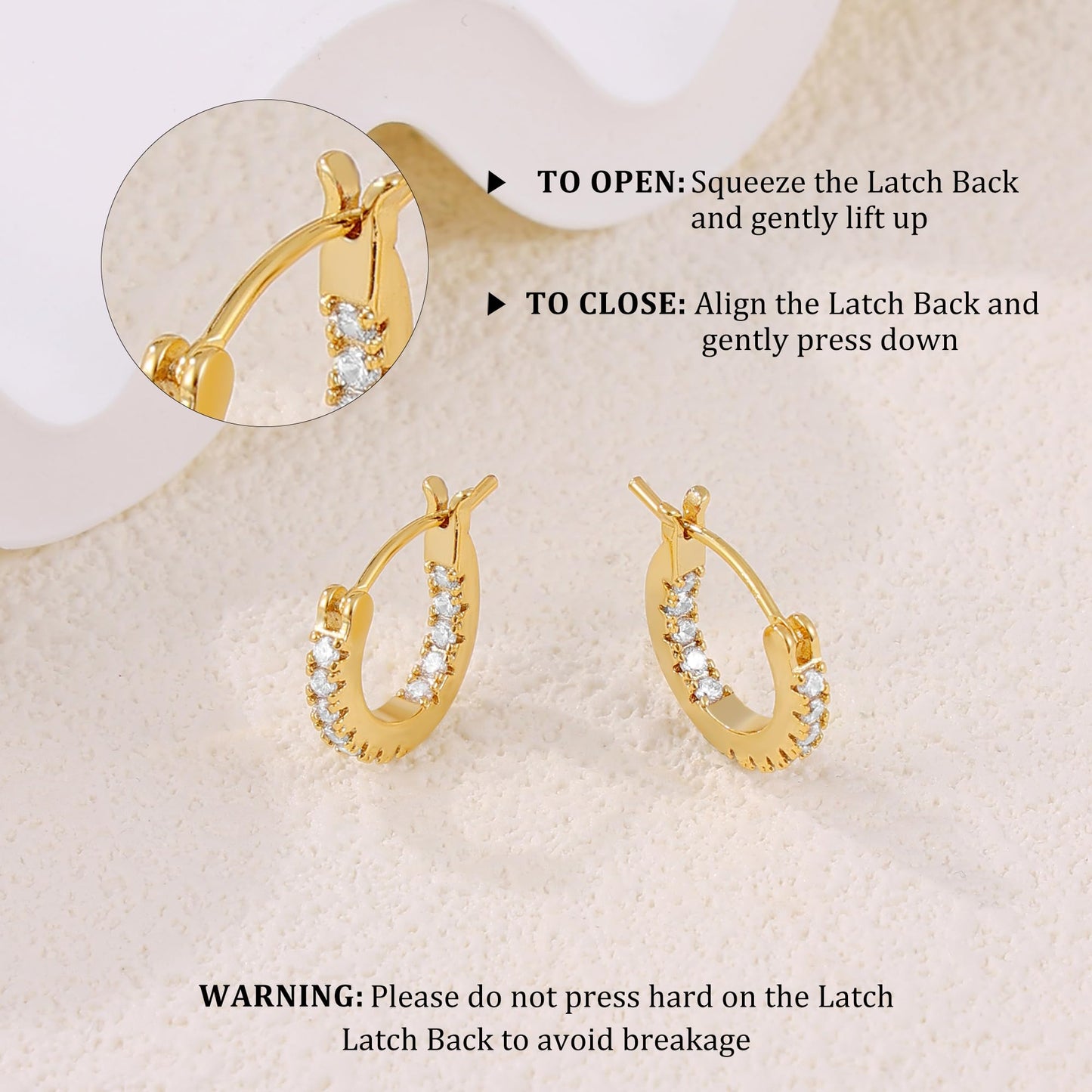 Gacimy 14K Gold Plated Hoop Earrings for Women, 15mm Cubic Zirconia Hoop Earrings with 925 Sterling Silver Post