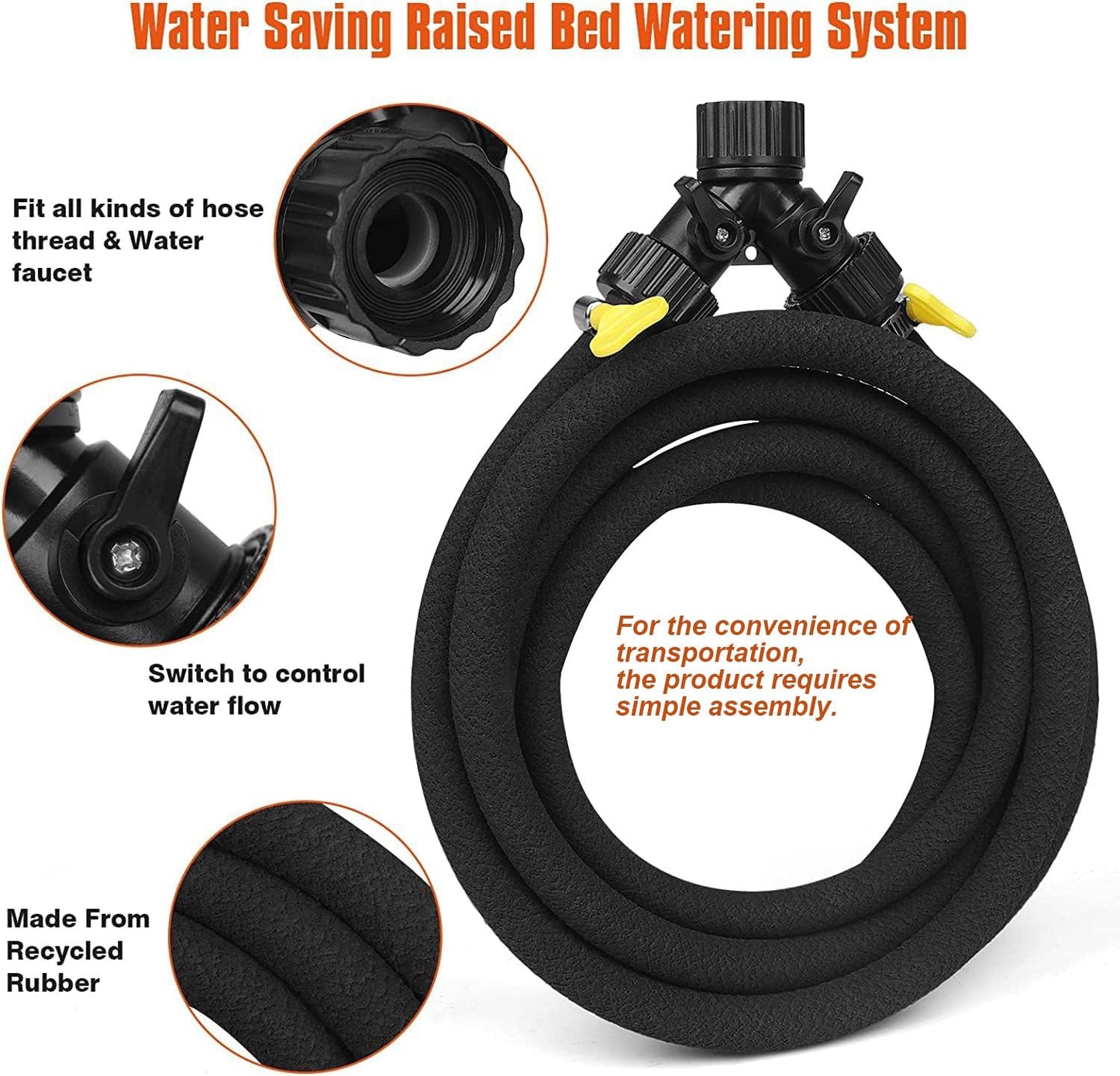 ZGWDrip 10FT for Trees 1/2" Water-Saving Soaker Hose with Solid Brass Connectors, Drip Irrigation Kit