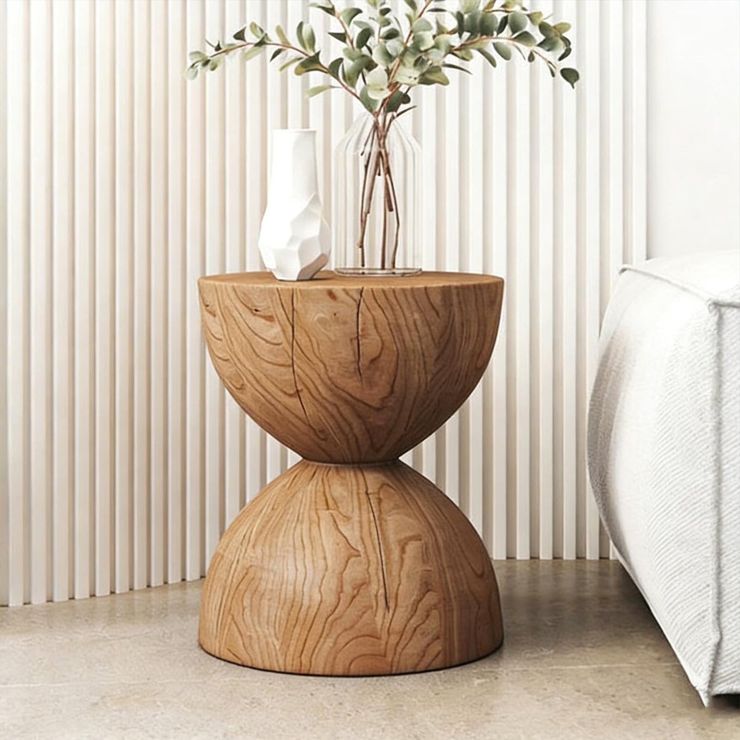 LDKFLKR Solid Wood Small Side Table, Accent Table Freeform Natural Plant Stand Coffee Table Pedestal Display Stand Accent Stool for Living Room Bedroom Entryway Office Home Decor,M