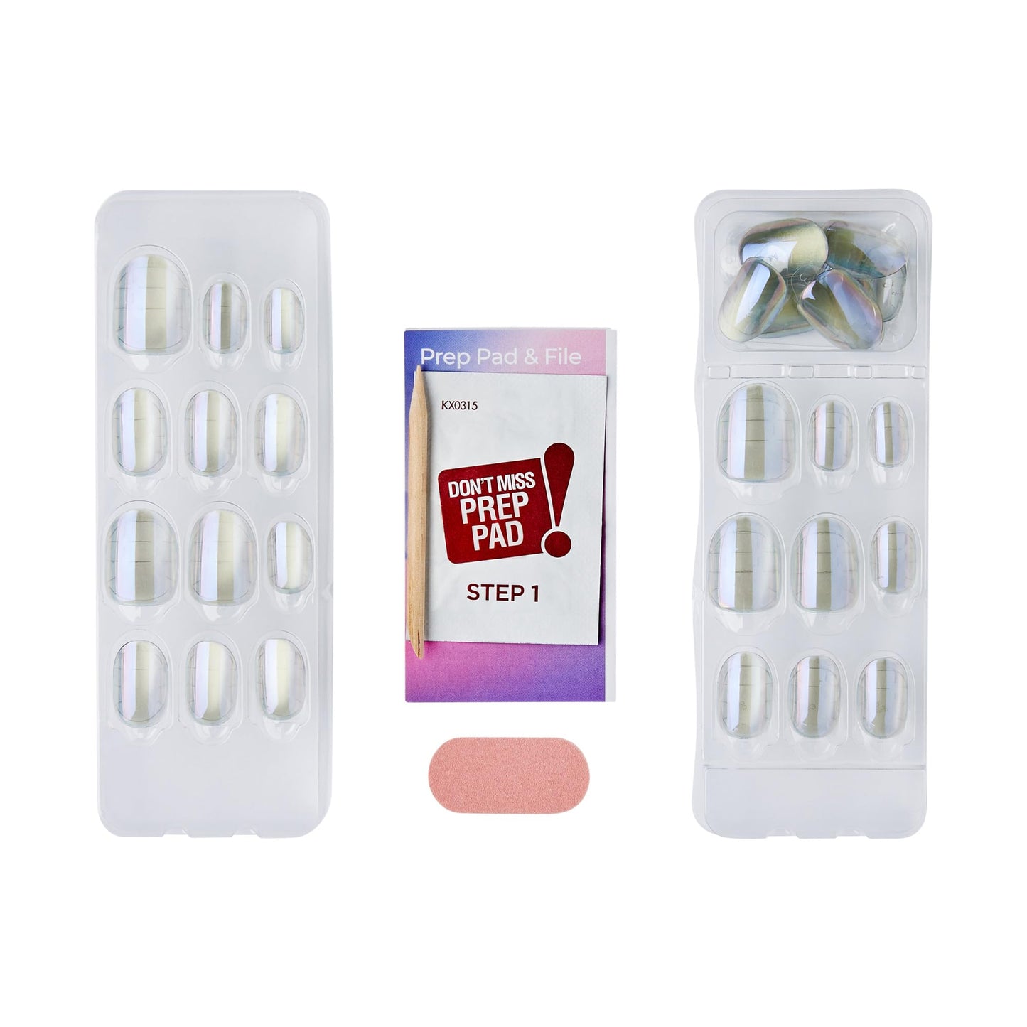 Kiss colorFX by Impress Press On Nails , ‘Sour Love’, Solid White with Pearlescent Finish, Short Oval, IMPROVED adhesive, Includes 30 Fake Nails, Prep Pad, 1 Manicure Stick, 1 Mini Nail File