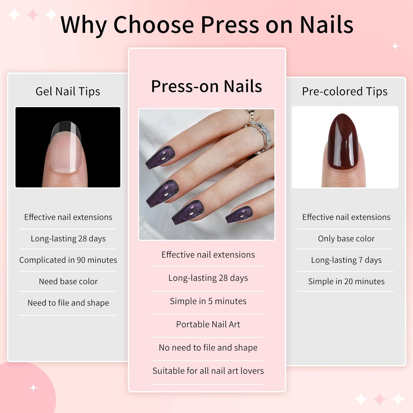 Cat Eyes Press On Nails,12 Sizes - 24 Pcs Soft Gel Dark purple Medium Coffin Fake Nails Kit with Nail Glue,Reusable Stick On False Nails for Women and Girls (Skycloud Cateye Dark purple) SK0705