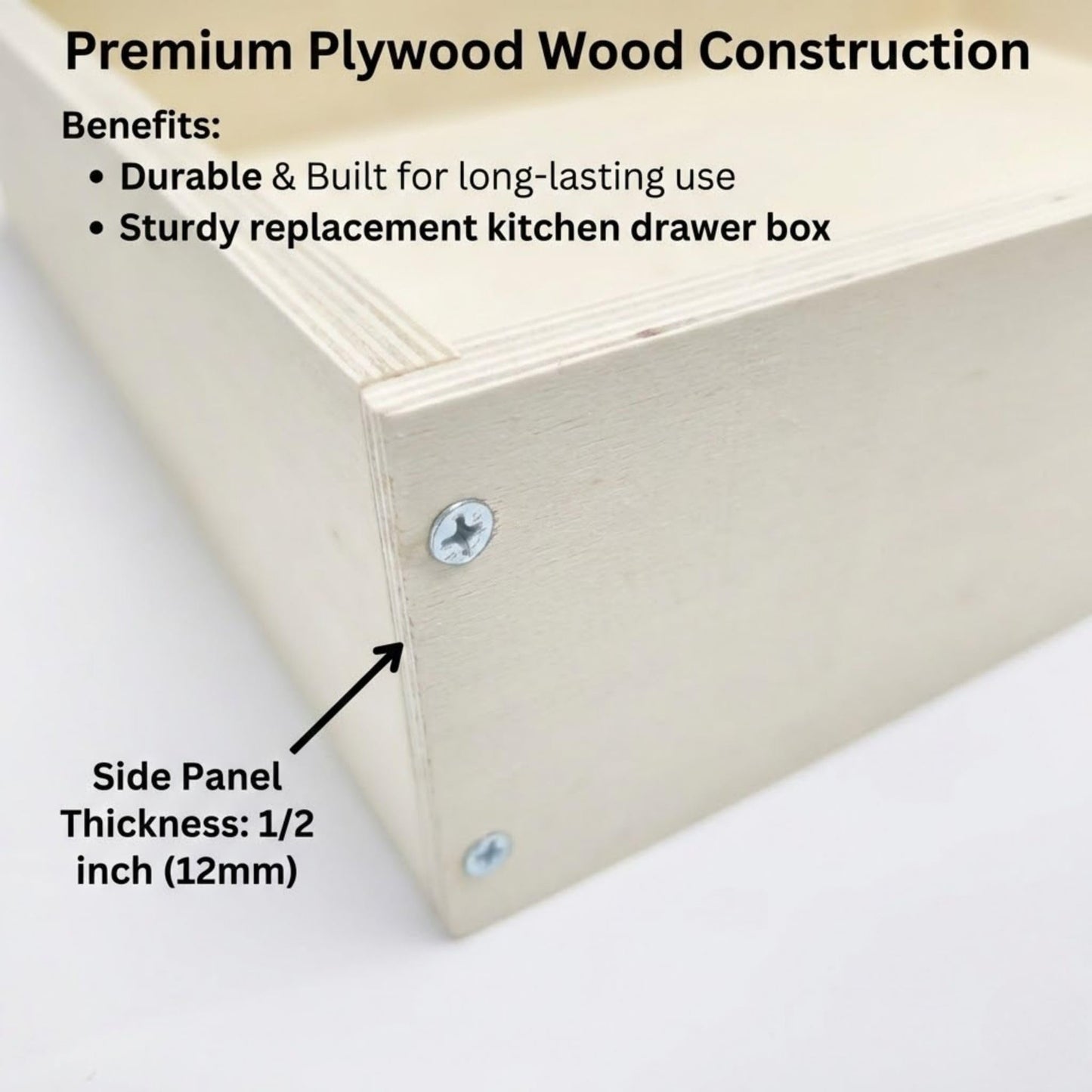14" W x 19" D x 3.5" H Replacement Kitchen Drawer Box – DIY Kit for Cabinet Drawer Replacement, Pull Out Cabinet Drawers, Wooden Rollout Shelves & Sliding Drawers for Kitchen Cabinets 19–21" Deep