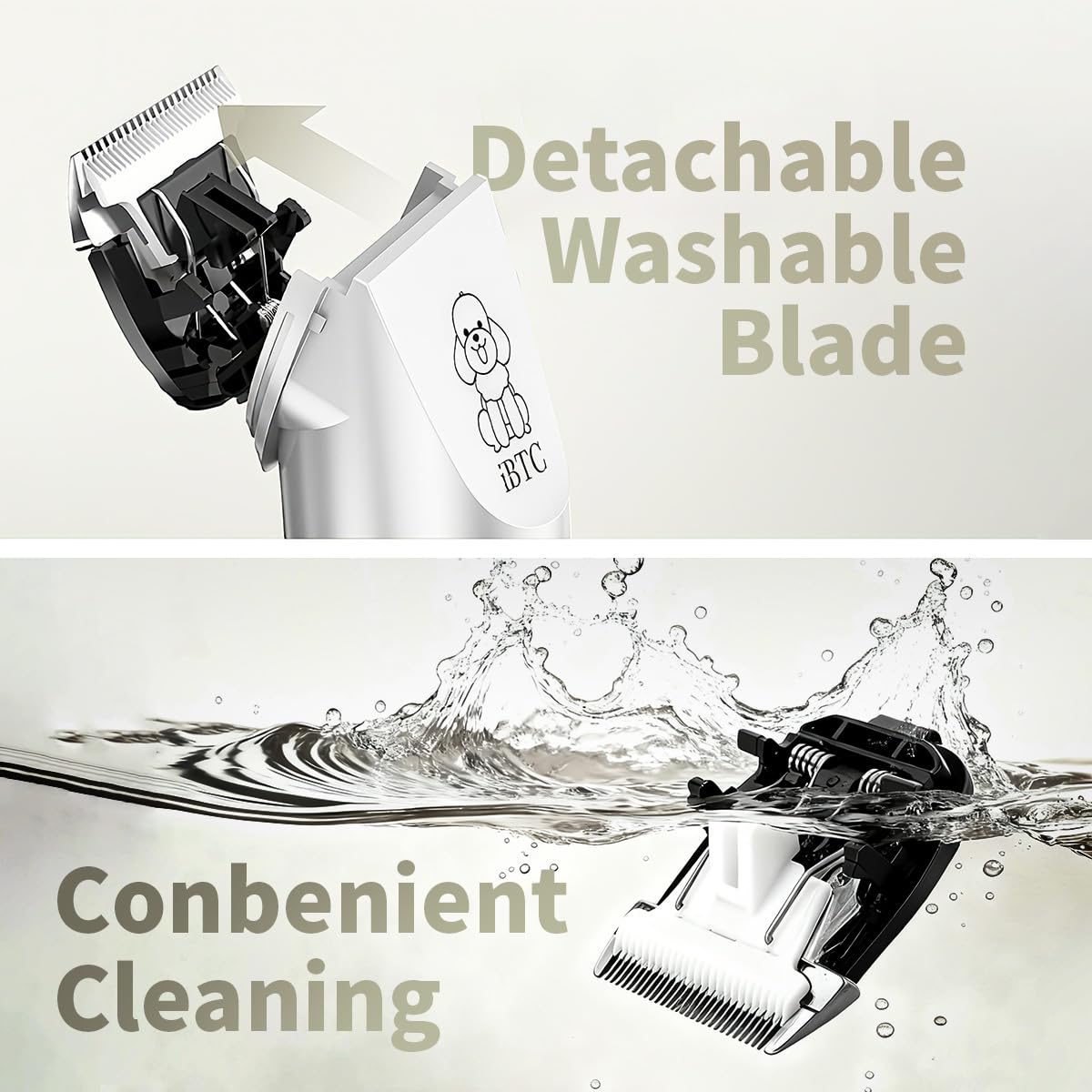 iBTC Dog Shaver Clippers Low Noise Rechargeable Cordless Electric Quiet Hair Clippers Set for Dogs Cats Pets Features a Ceramic Blade Head That is Removable (red)