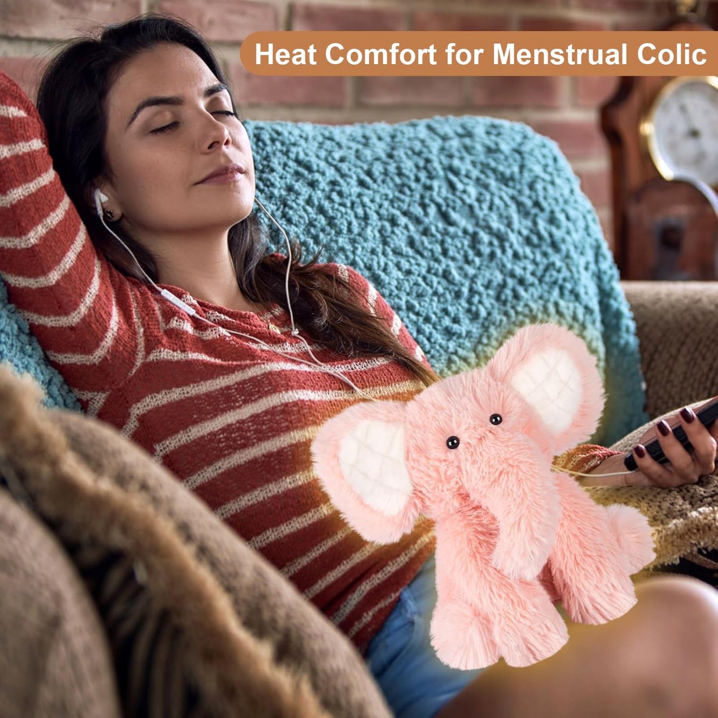 SuzziPals Heatable & Coolable Elephant Stuffed Animals, Microwavable Heating Pads, Stress & Discomfort Relief, Elephants Plushies for Companion, Lavender Scented Plush Toy, Elephant Gifts