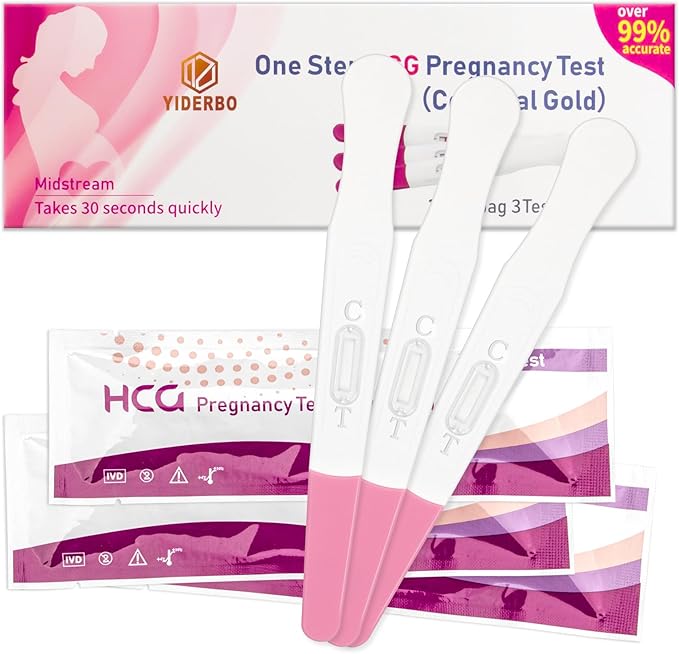 Pregnancy-Test Pink-HCG Early-Detection Home-Sticks - Upgraded Version 3Count Detects in 30 Seconds Ultra High Sensitivity Simple Individually Wrapped YIDERBO