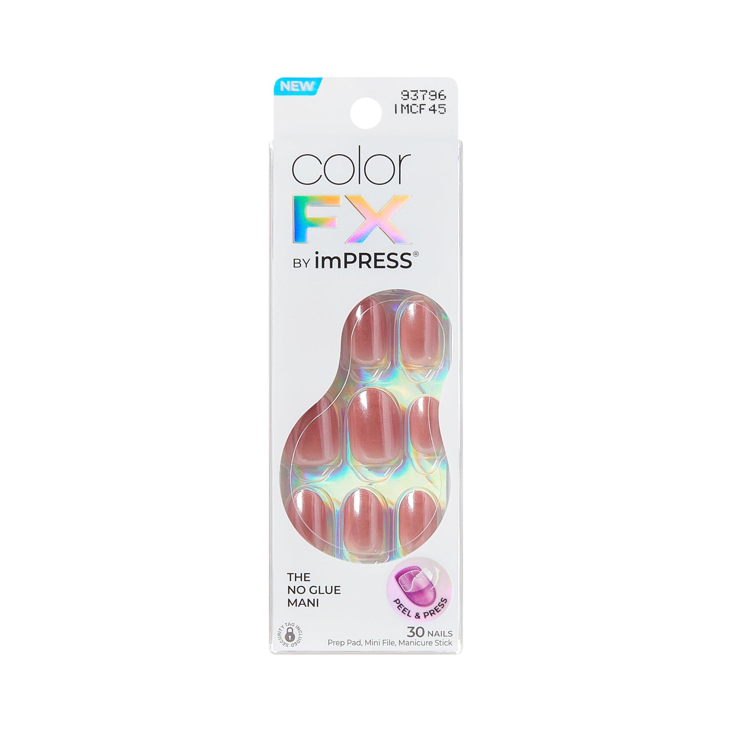 Kiss Impress No Glue Mani Press On Nails, ColorFX, 'Boundless', Pink, Short Size, Oval Shape, Includes 30 Nails, Prep Pad, Instructions Sheet, 1 Manicure Stick, 1 Mini File