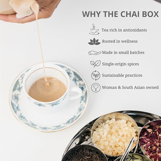 The Chai Box - All Chai'd Up Rooibos - Premium Traditional Chai Tea Decaffeinated - Caffeine Free Rooibos Leaves w/ginger, clove, cinnamon, cardamom, and fennel - 2.5oz