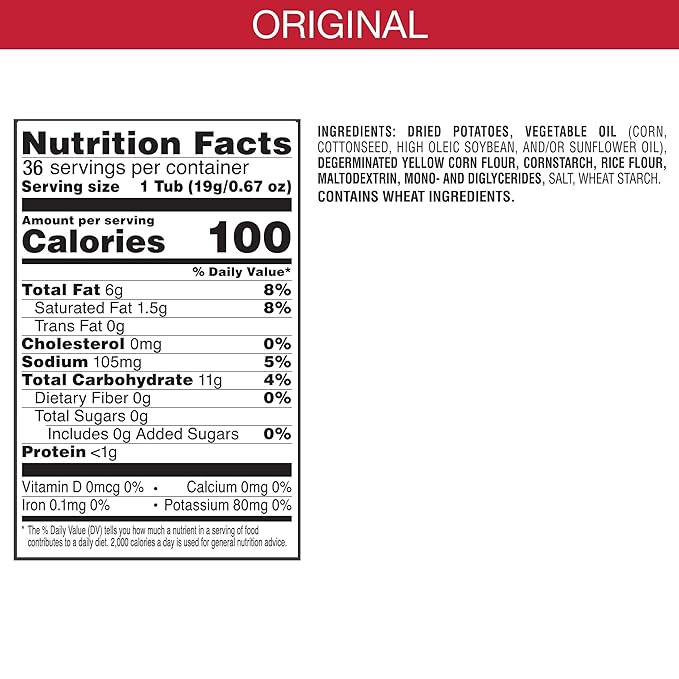 Pringles Potato Crisps Chips, Lunch Snacks, On-the-Go Snacks, Original (36 Cups)