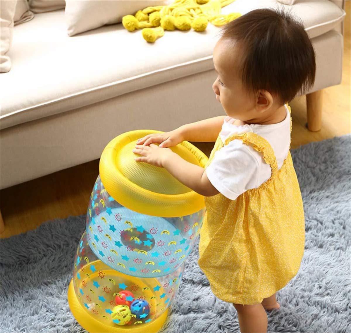 QINGBAO Baby Crawling Toy Fitness Toys Exercise Your Baby's Hearing and Touch Exercise Your Baby's Muscles and Coordination (Yellow)