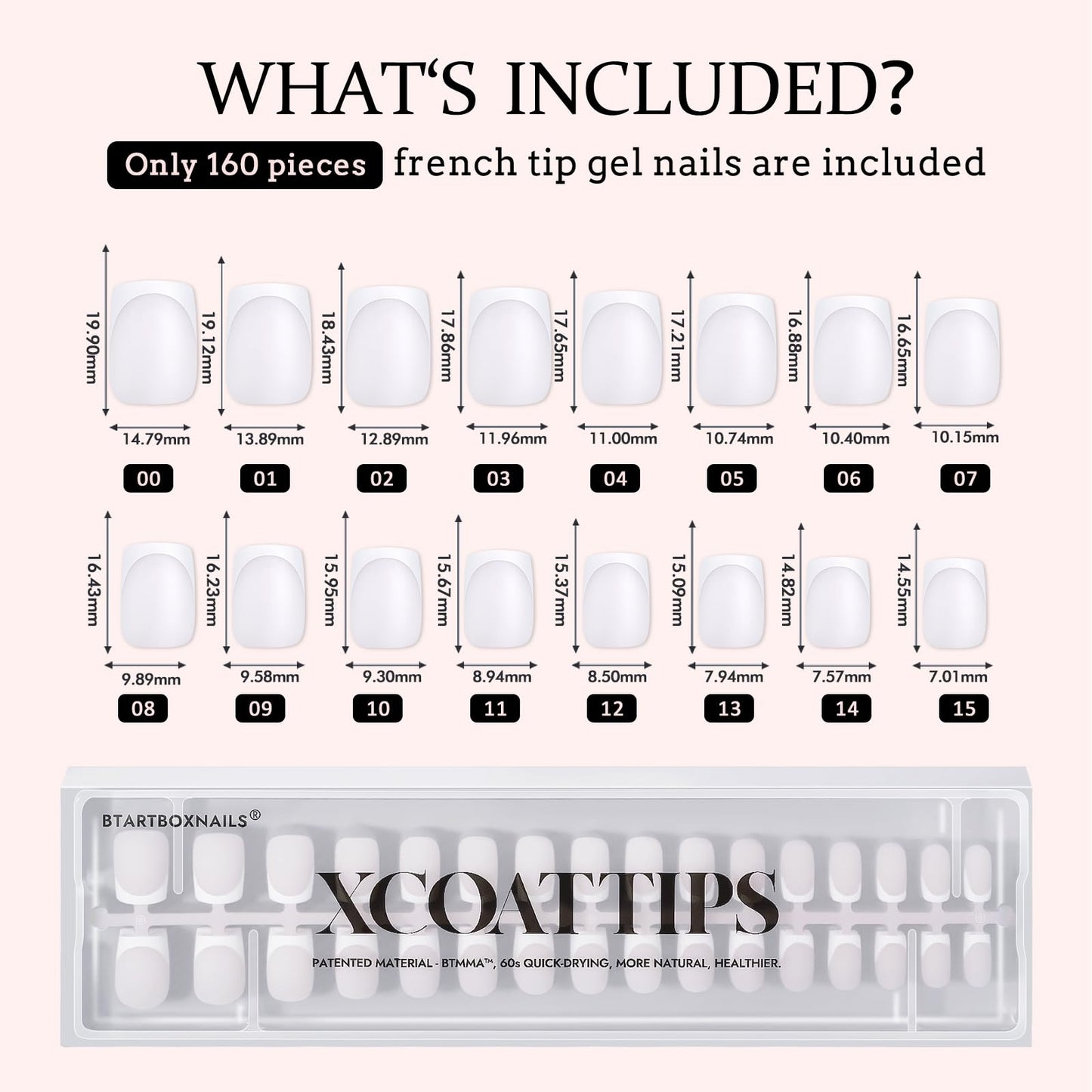 btartboxnails XCOATTIPS White Short Square Press On Nails Builder Gel Set