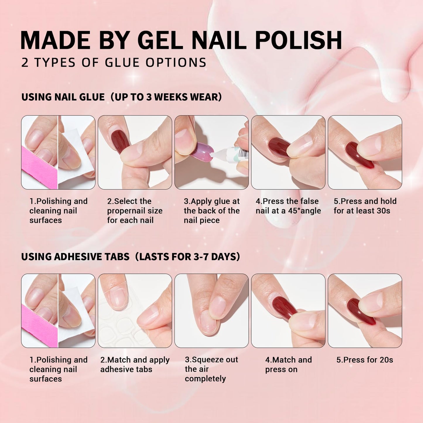 Black Press On Nails Short Almond Cat Eye False Nails with Handmade Jelly Magnet,Stiletto Glue On Nails-24Pcs Fake Nails Kit，Opal