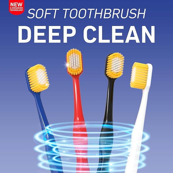 Adult Wide Head Soft Hair Toothbrush, Manual Toothbrush, Excellent Cleaning Effect for Large Head, Ultra Soft Brush Double Bristle Cleaning Effect is Better 4count（Pack of 1）