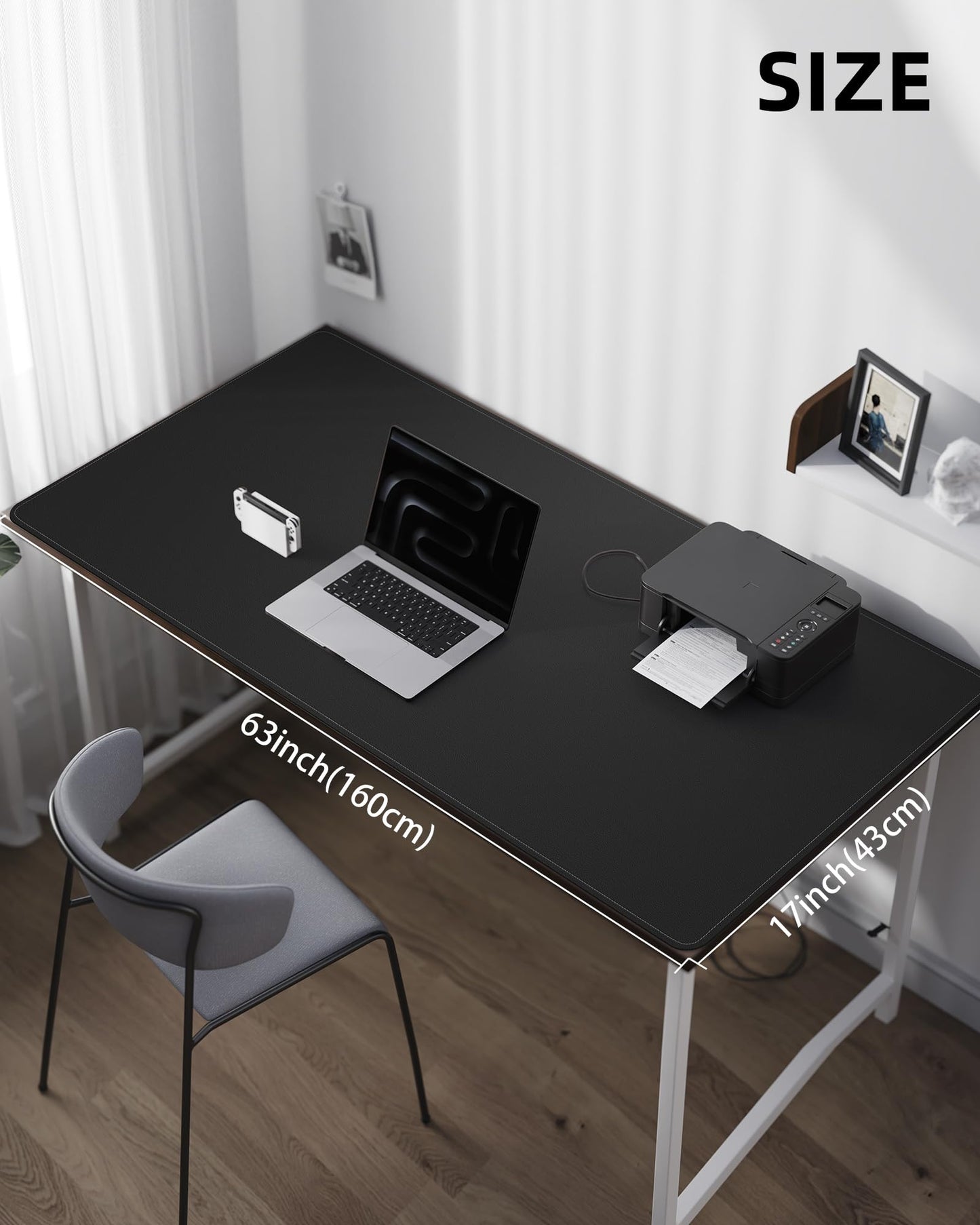 Extra Large Desk Mat - 63"x 17" Non-Slip Office Desk Pad, Oversized Mouse Pad for Home & Work, Waterproof Desk Protector for Keyboard & Mouse (Black)