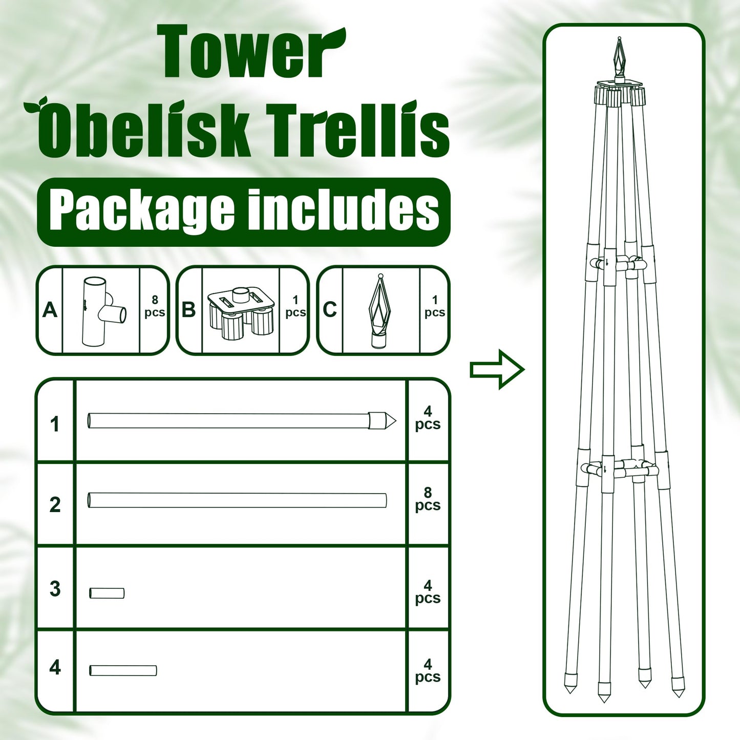 Hsundries 4FT Obelisk Trellis for Climbing Plants Outdoor, 16mm Rust-Proof Extra Thickened Plastic-Coated Metal Pipes, Indoor Climbing Support for Potted Plants, Vines, Flowers Stands,Black