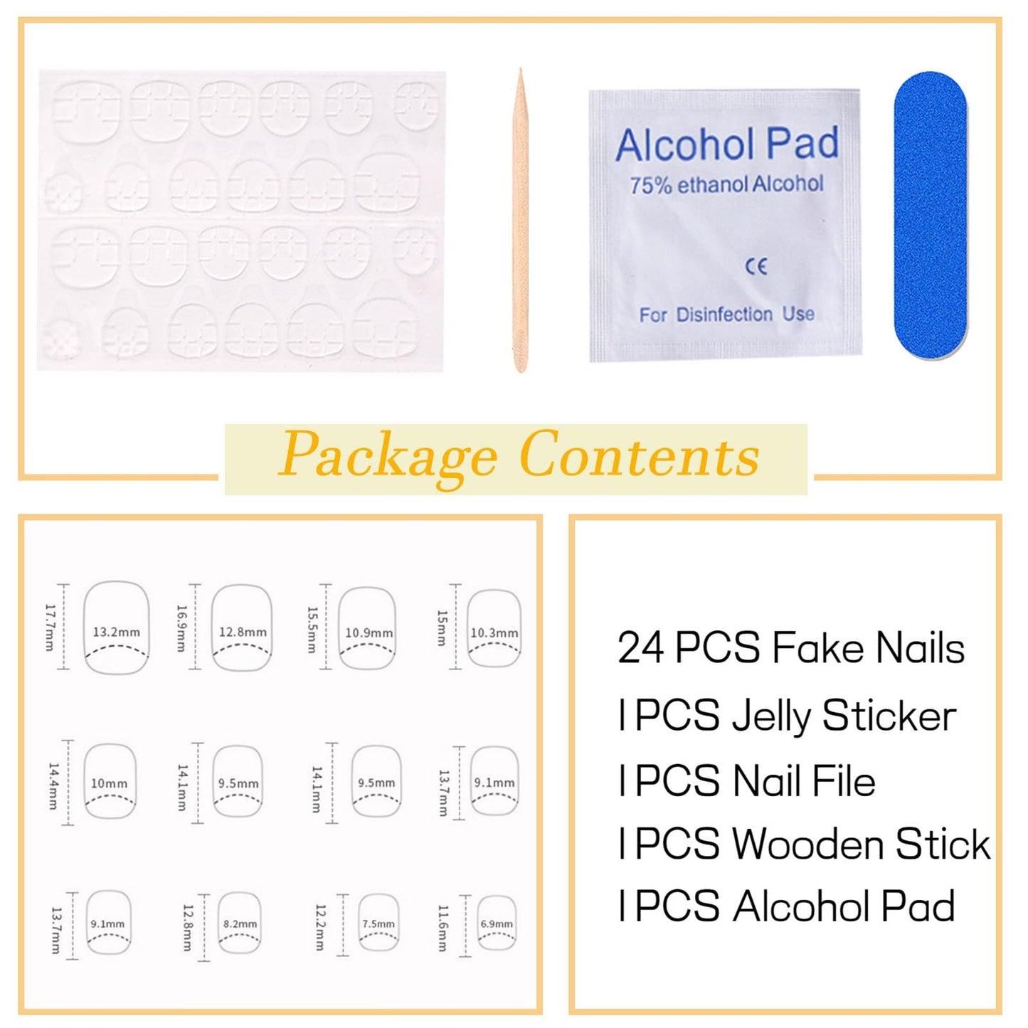 Fall Press on Nails Short Square Fake Nails with Flower Leaves Designs Yellow Nails Press ons Grey False Nails for Women 24Pcs