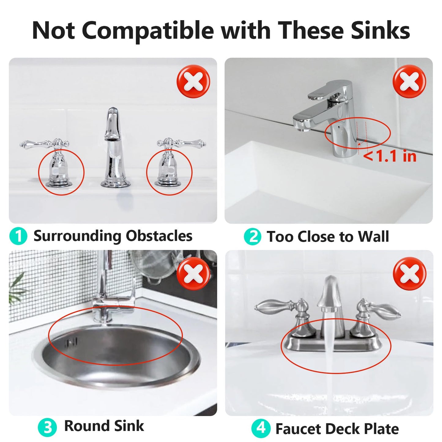 24'' Longer Faucet Mat for Kitchen Sink Splash Guard[7° Slope Fast Self-draining][Snap Lock Fit]Kitchen Sink Faucet Mat Splash Guard Kitchen Sink Area Water Splash Guard Behind Faucet Draining Mat