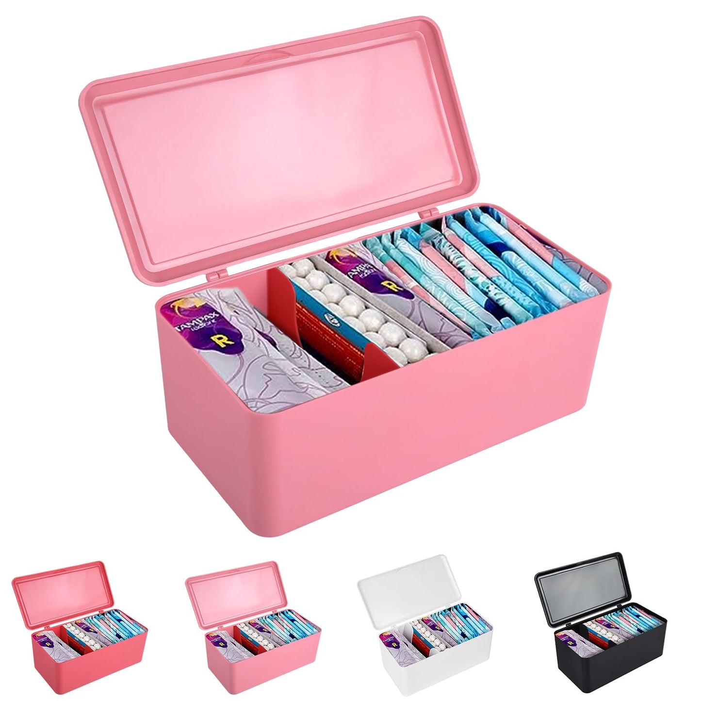 ChengFu Pad and Tampon Organizer for Bathroom,Sanitary Napkin Holder, Pad and Tampon Organizer for Period, Sanitary Napkin Storage Container, Light Pink