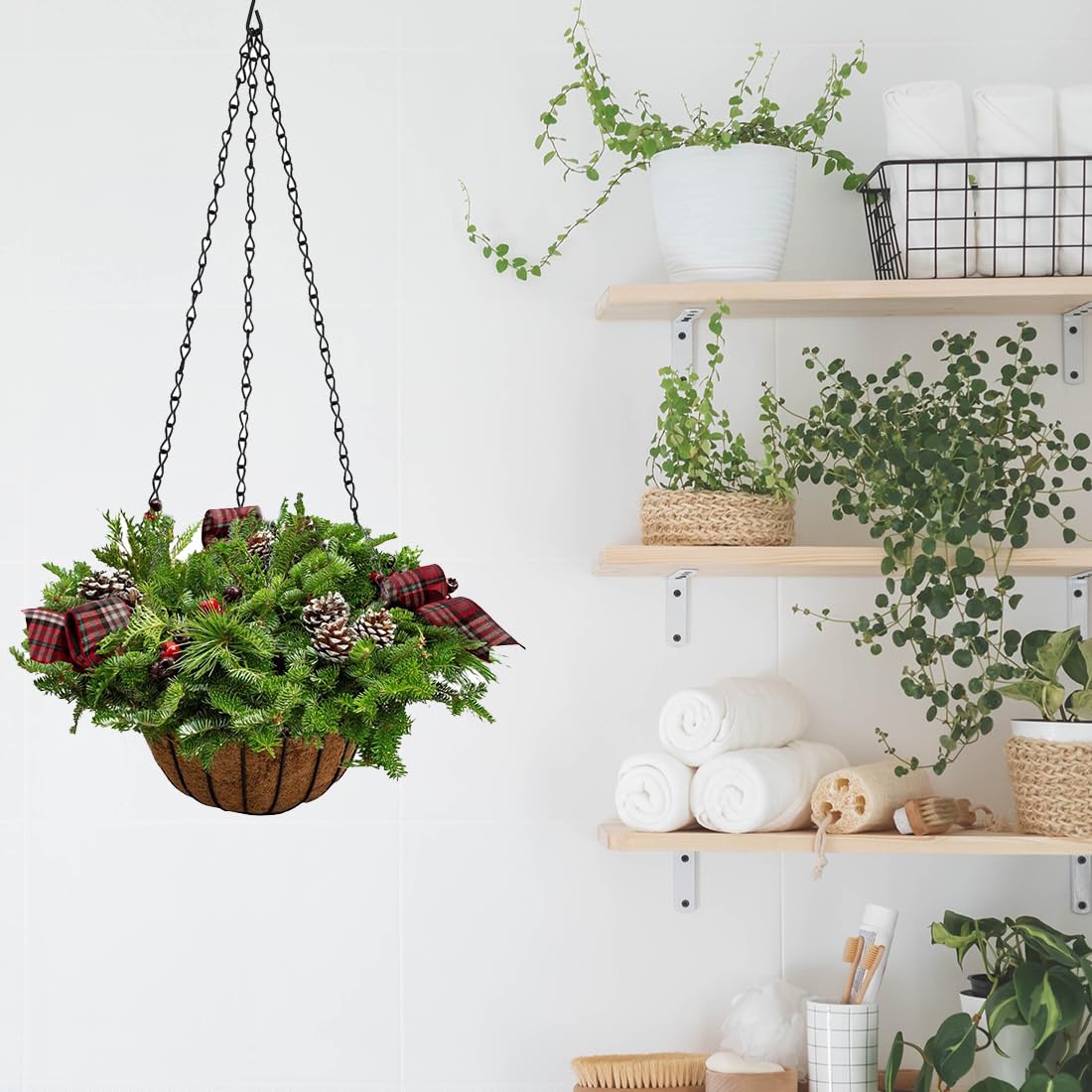 YSYONM Hanging Baskets Chains 16Inch Plant Hanging Chains 3 Leads Flower Pot Hanger for Bird Feeders, Planters, Lanterns and Ornaments (Black, 3Pack)