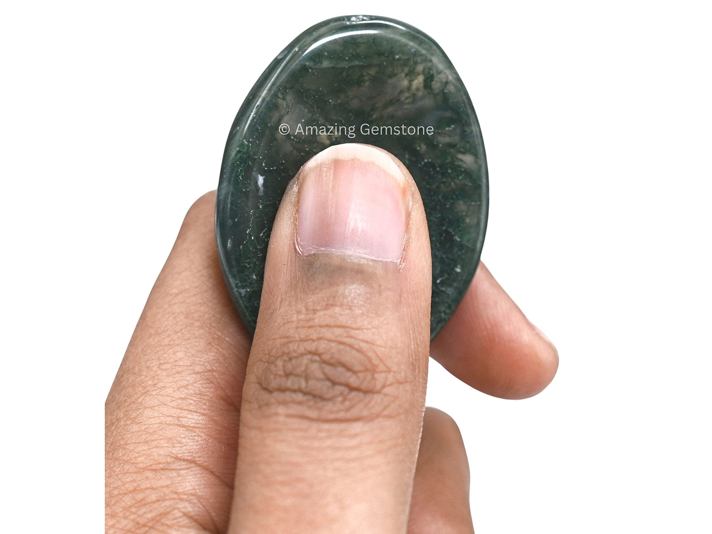 Amazing Gemstone Moss Agate Worry Stone Crystals and Healing Stones - Worry Stones for Stress Relief Gifts - Piedra Crystal Fidget for Meditation, Calming, Relaxation