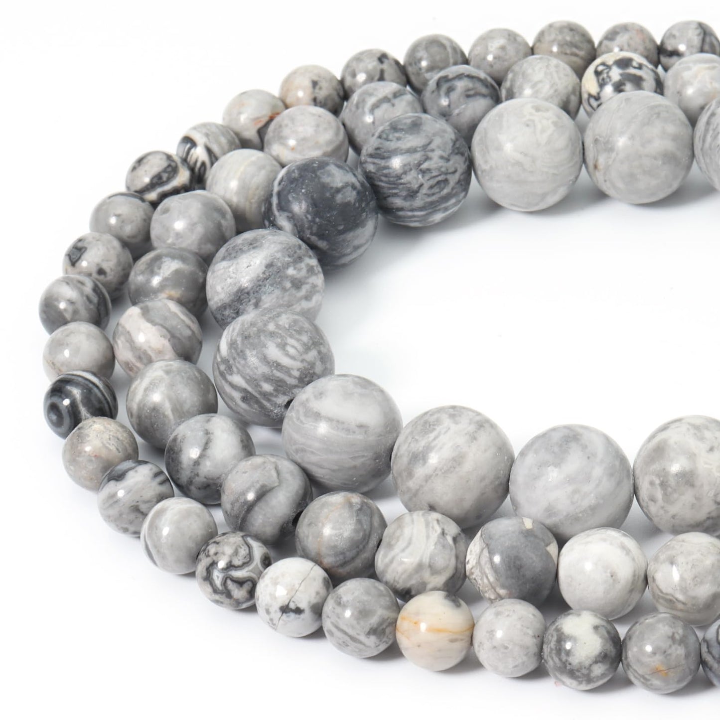 Siomia 60pcs 6mm Natural Map Jasper Gemstone Beads Energy Healing Crystal Round Loose Stone Beads for Jewelry Making, DIY Bracelets Necklaces