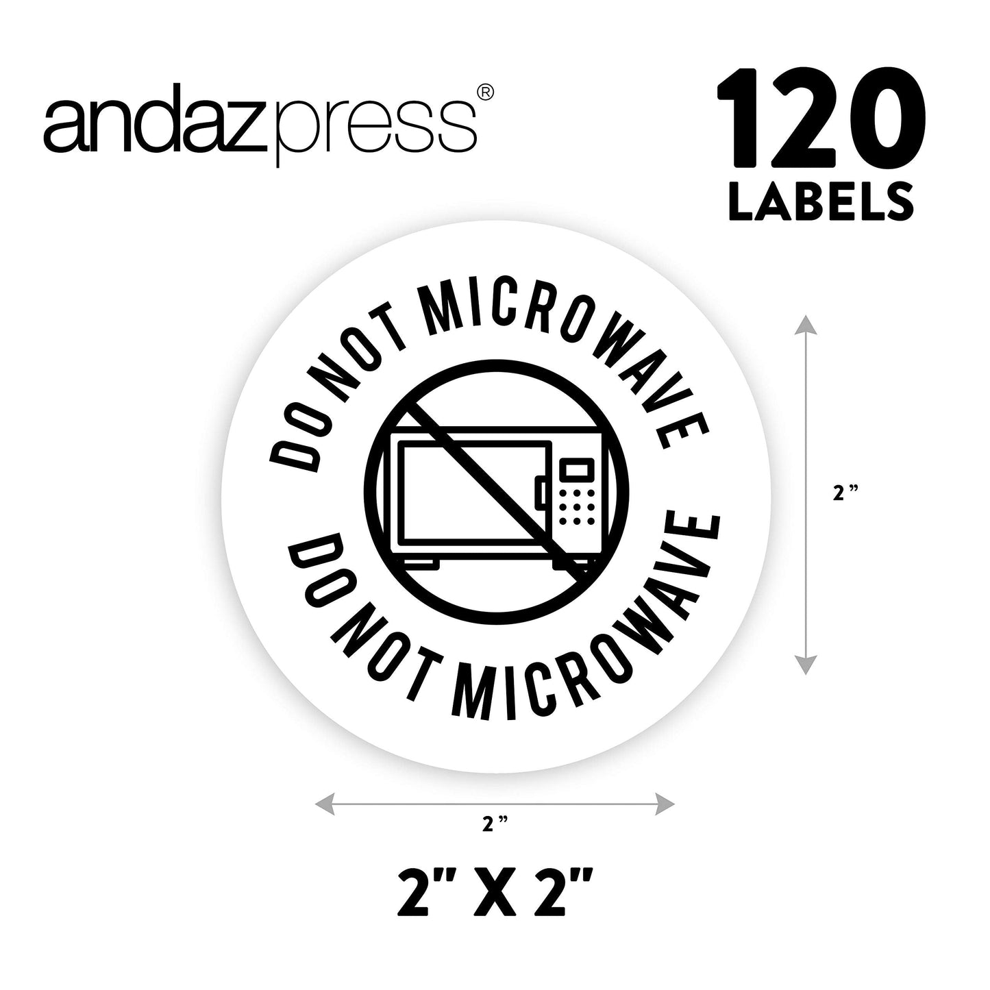 Andaz Press Round Small Business Sticker Labels, 120-Pack, Do Not Microwave, Packaging Stickers