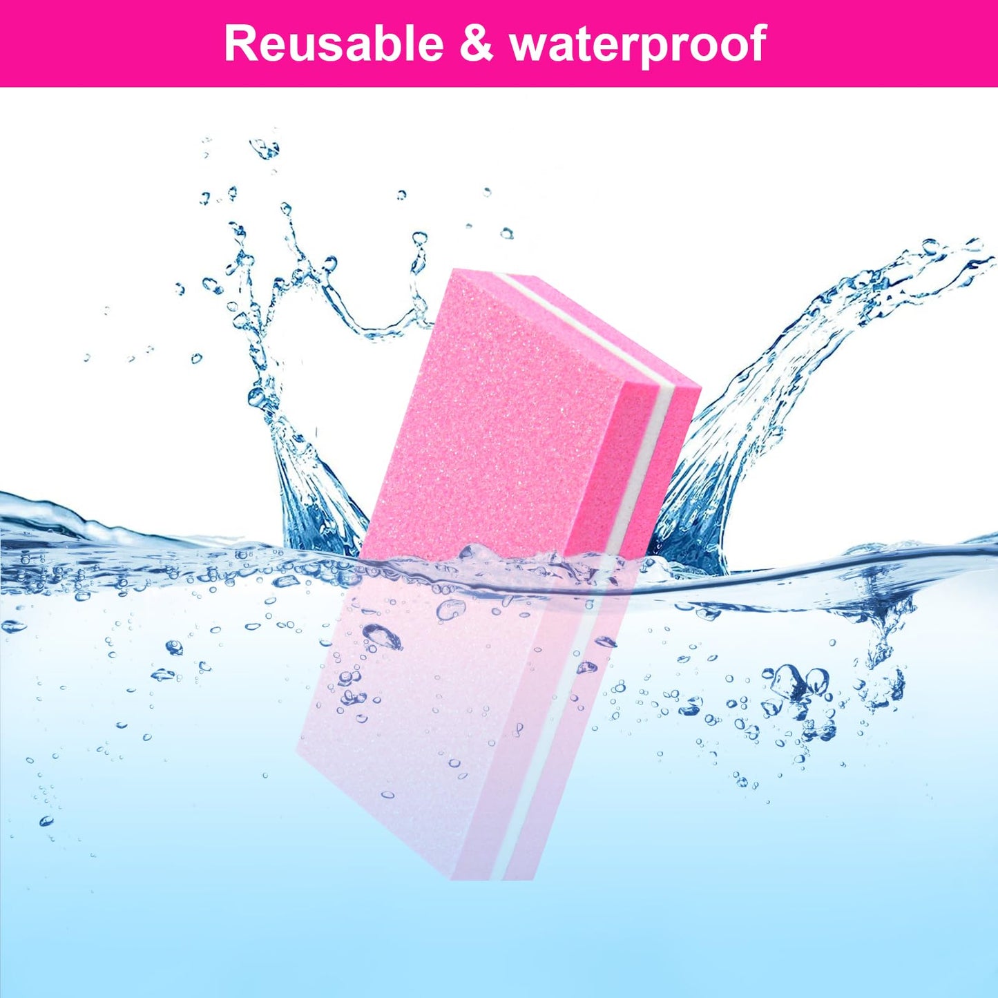 Diesisa Buffer Block Nail File, 100/180 Grit Sponge Nail Buffers for Acrylic Nails, Nails Buffer, Mini Buffing Block Double Sided for Manicure Tools 60 Count - Pink