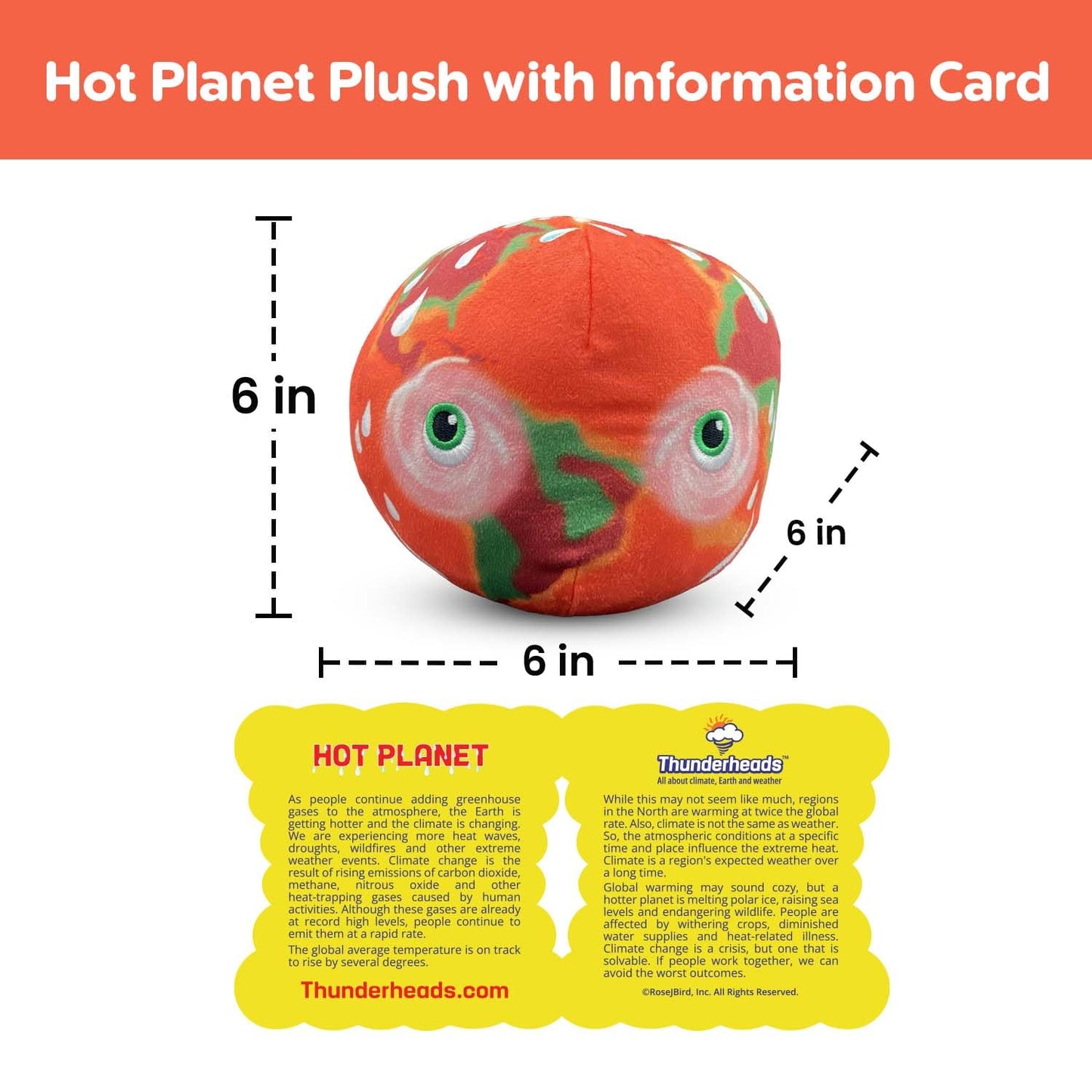 Thunderheads Hot Planet Plushie, Educational Earth Science Plush with Fact Card, STEM Tool for Meteorology, Planet Science and Climate, Eco-Conscious Weather Gift for Educators, & All who Love Nature