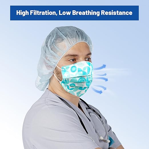 JMU Multicolor Disposable Face Masks, 4-Ply ASTM Level 3 Medical Face Masks for Adults, 40Box, 2000Pcs