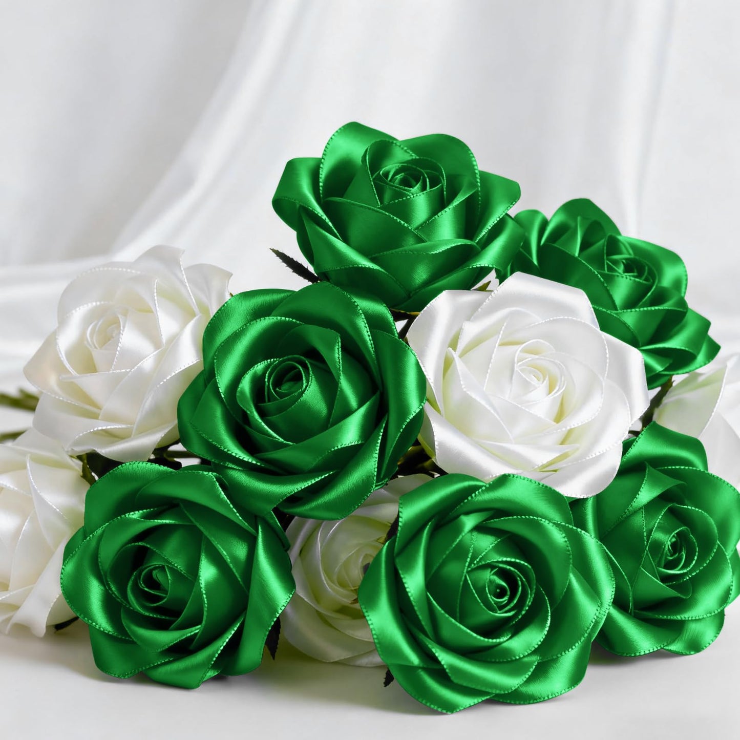 Quhora 1-1/2" x 100 Yards Satin Ribbon - Wide Silk Green Ribbon with Spool - Ideal for Gift Wrapping, Floral Bouquets, Crafts, Wedding Party Decorations, Christmas and Sewing Projects