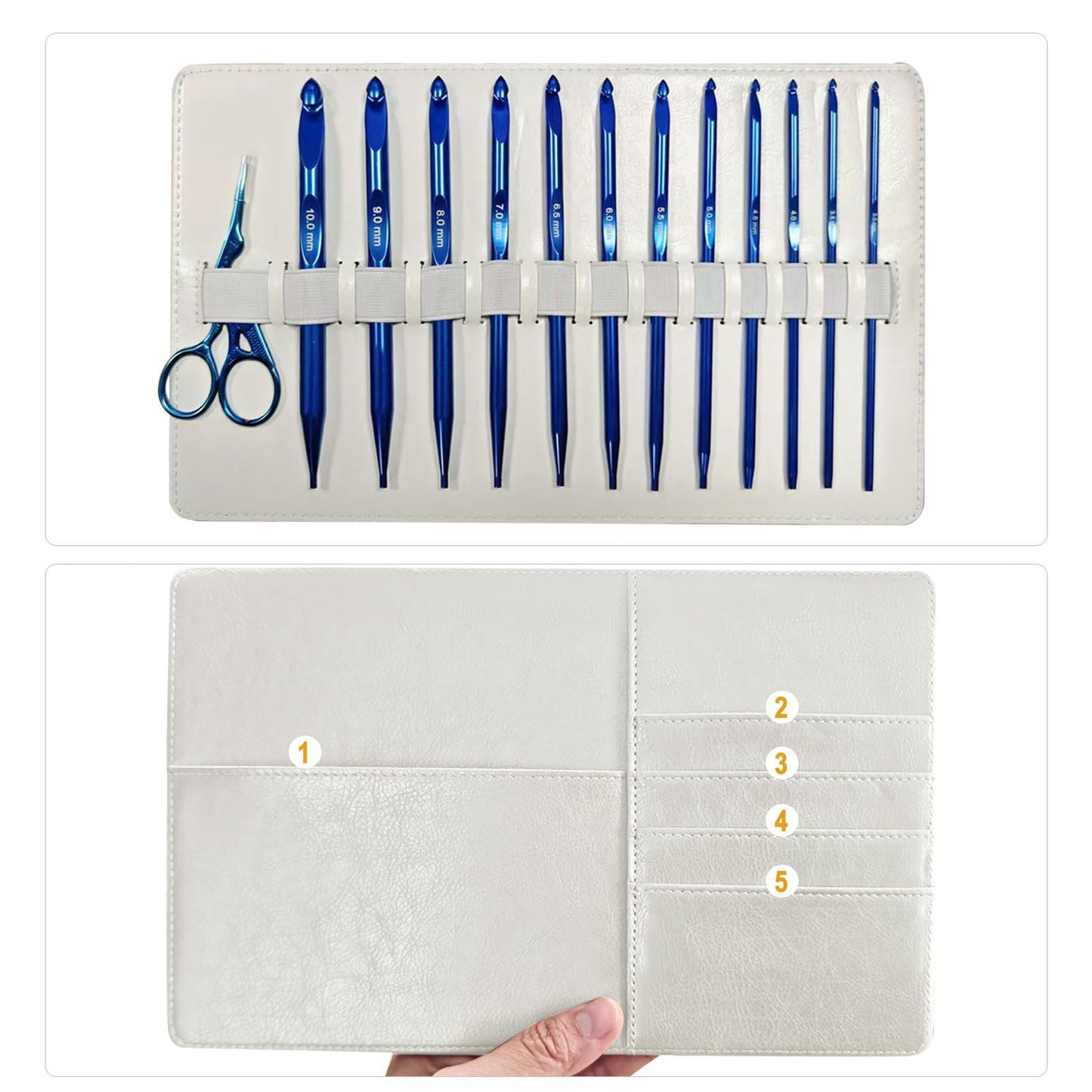 Tunisian Crochet Hooks Set Interchangeable with Case - 26pcs Metal Afghan Knitting Needles Kit 3mm-10mm with Long Cable & Ergonomic Grips, Blue