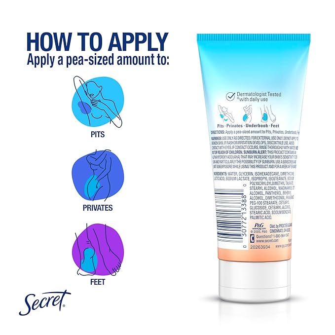Secret Whole Body Deodorant For Women Stick, Spray & Cream Regimen Pack, Peach & Vanilla Scent, Aluminum Free Deodorant, 72 HR Odor Protection, 2.4 oz. 3 oz, 3.5 oz