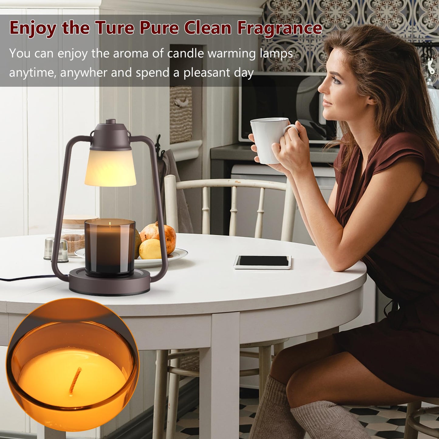 Candle Warmer Lamp with Timer for Women, Dimmable Electric Wax Warmer Lamp for Jar Candles, Candle Lamp Warmer with 2 Bulbs,Home Decor, Birthday Gifts for Mom Men