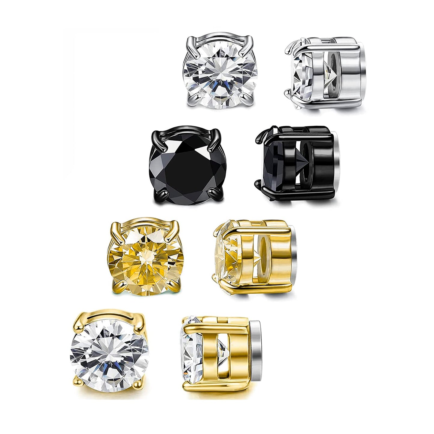 6MM Magnetic Stud Earrings for Men, Non-piercing CZ Studs, Hypoallergenic Stainless Steel Lymphatic Magnetic Earrings,Clip On Earrings For Men