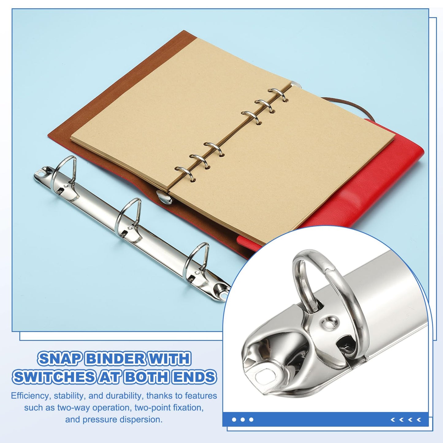 PATIKIL A5 3 Hole Ring Binder Mechanisms, 3 Set 0.8" D Ring Replacement Binder Planner Loose Leaf Binding Spines for Organizers DIY Fill Paper Storage Folder Accessories, 25mm Silver Tone