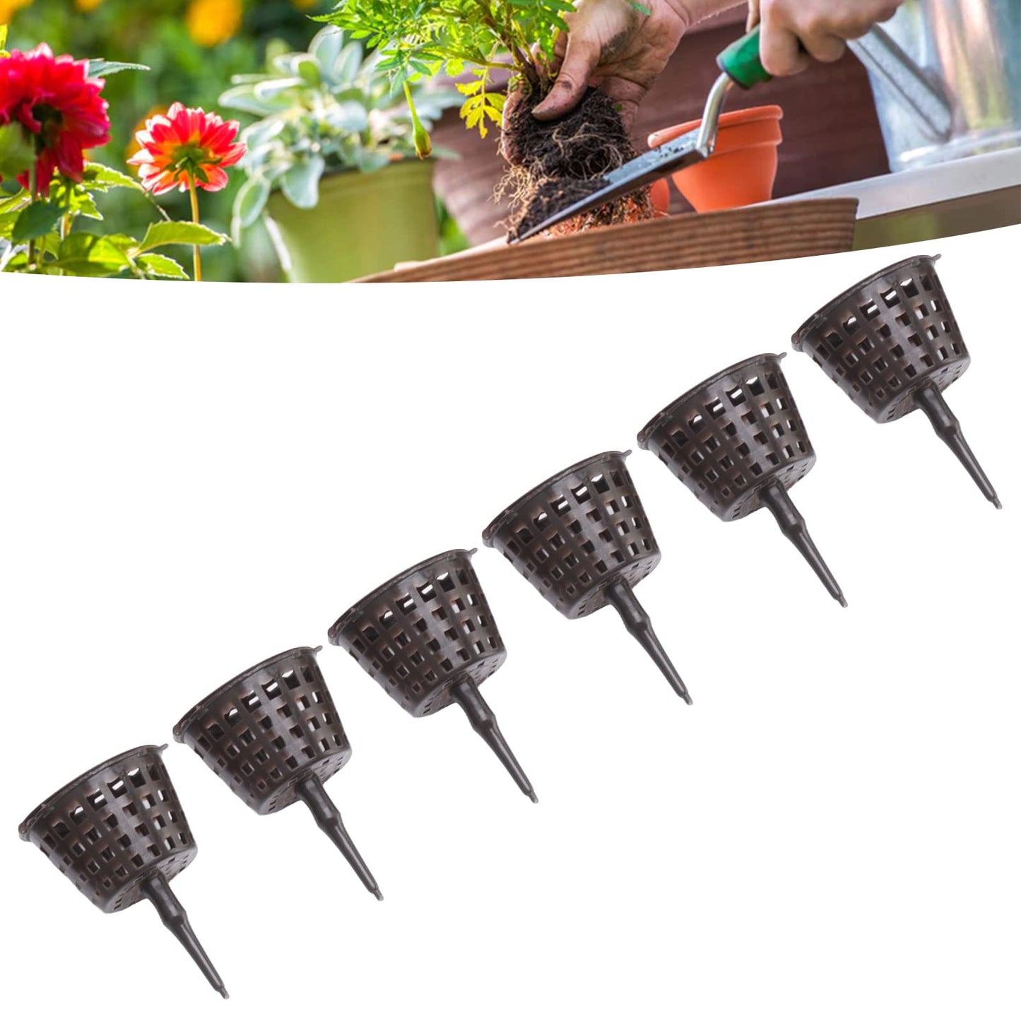 100PCS Bonsai Fertilizer Cups, Plastic Fertilizer Mesh Basket with Lid, Planting Fertilizer Net Pot, Garden Nutrition Box Tools for Succulents and Orchids (Small Size with Lid)