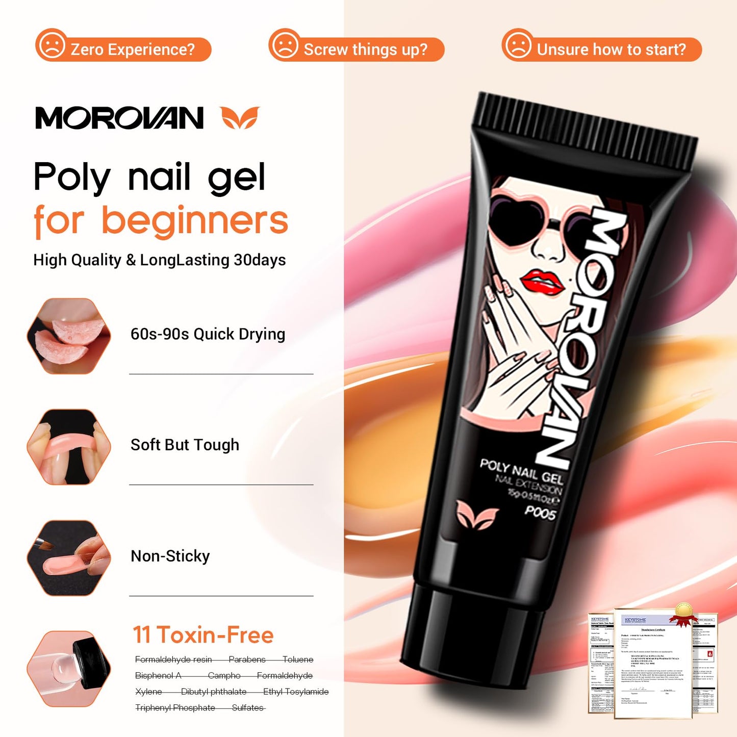 Morovan Poly Gel Nail Kit for Pretty Gift: Extension Gel Nail Kit With Nail Lamp Slip Solution Complete Professional Manicure Tools Everything In One Box DIY Set For Beginners at Home Salon Quality