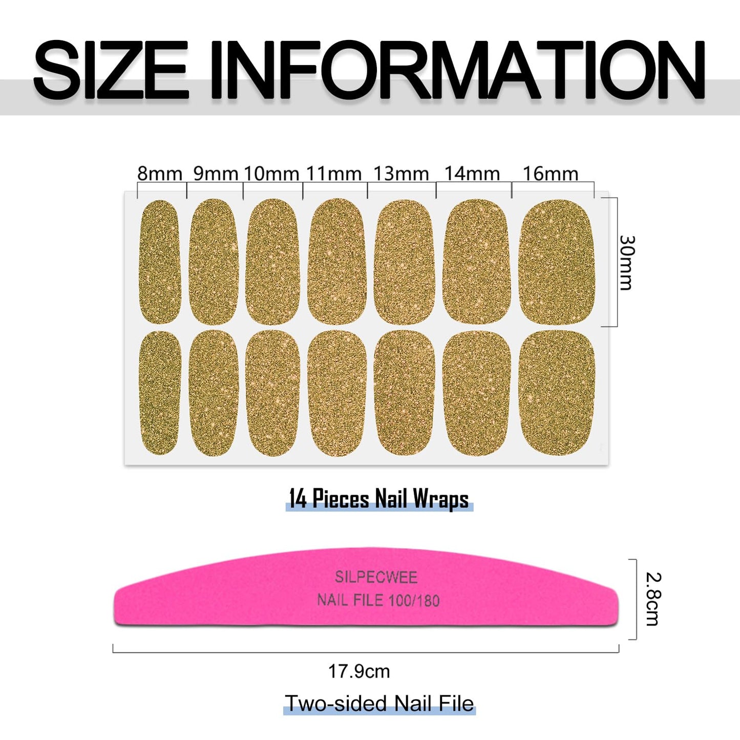 SILPECWEE 24 Sheets Thanksgiving Full Nail Wraps Glitter Nail Polish Strips for Women Gel Nail Strips Self Adhesive Nail Polish Stickers Fingernail Sticker Nails Manicure Kit with 1pc Nail File