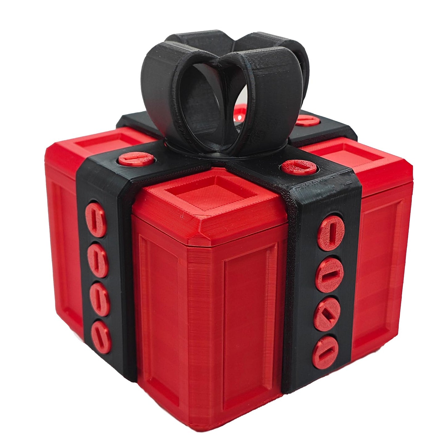 Annoying Gift Box with Screws, 3D Printed Puzzle Money Gift Box, Large Surprise Prank Box for Cash, Christmas Birthday Holiday Gag Gift (Red Black)