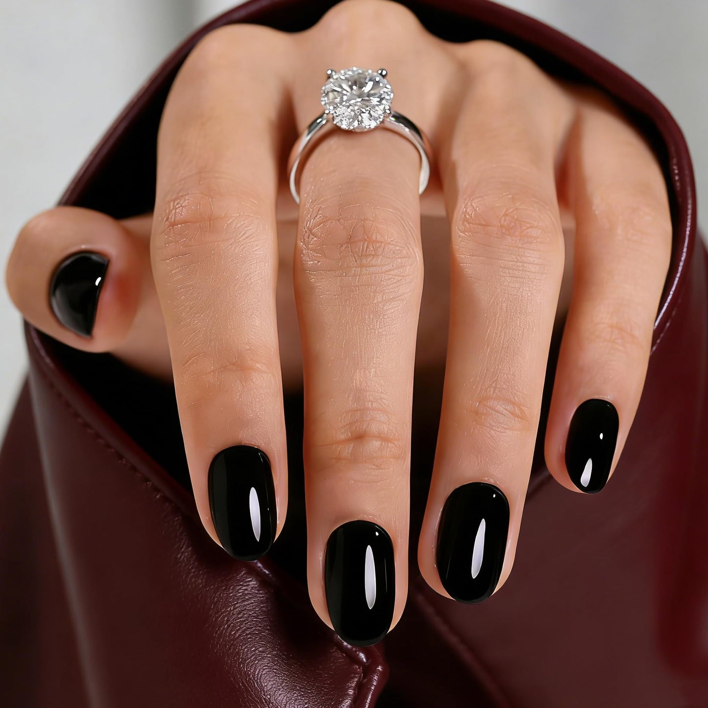 Black Press On Nails Oval -Short Press On Nails with Nail Glue, Fit Perfectly & Natural Reusable Stick On Nails in 12 Sizes - 24PCS Soft Gel Glue On Nails Kit
