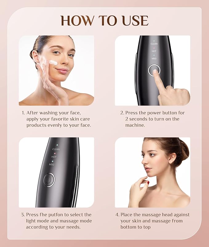 Dopsikn 7 Color Galvanic Machines - Red Light Therapy for Face and Neck, Face Massager Tool for Wrinkles, Double Chin, Vibrating Facial Massager with Thermals, Black