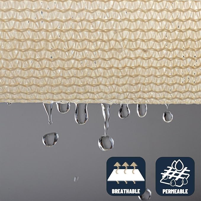 SUNNY GUARD Custom Size 14'x14'x14' Butter Cream Sun Shade Sail Triangle UV Block Shade for Backyard Yard Patio Deck Garden(Customized)