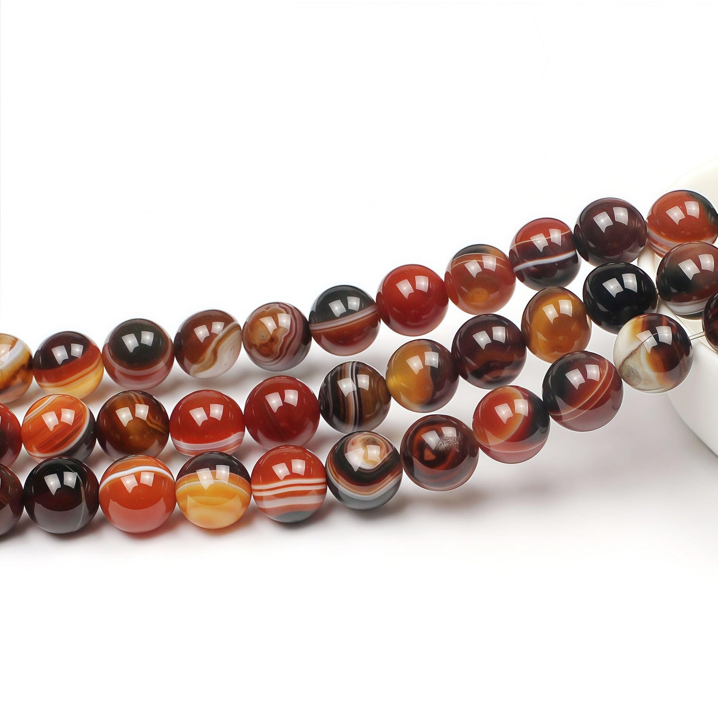 MJDCB Red Coffee Agate Beads Natural Agate Stone Round Loose Beads Ball Handmade Jewelry Bracelet Making DIY (10mm)