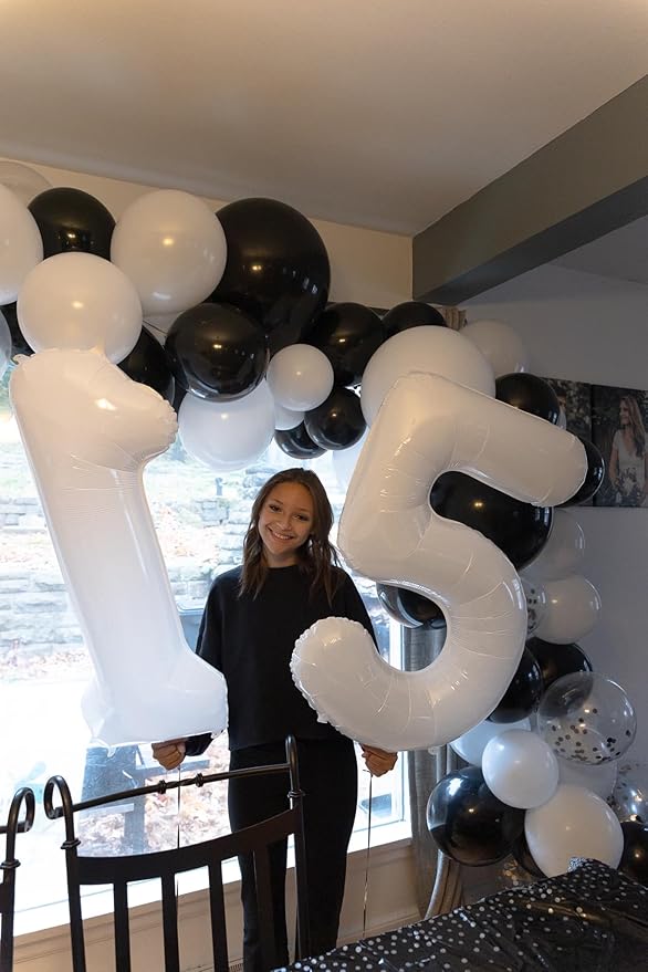 White Number 13 Balloon 40 inch, 13 Number Balloons, 13th White Birthday Decorations for Girls Boys 13 Year Old Party Supplies