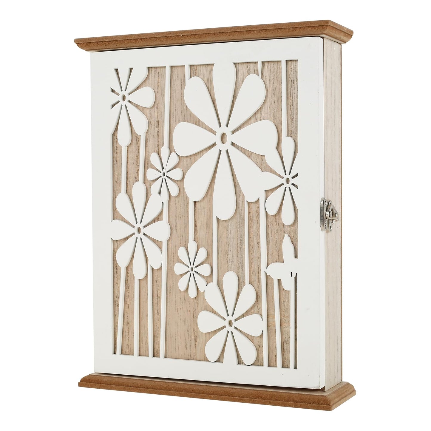 Kandishiex US Wooden Key Box Wall Mount Wooden Key Holder Decorative Wall Key Hanger with 6 Key Hooks Rustic Key Cabinet Key Organizer Entryway Key Holder for Wall Entryway Hallway(Style 1)